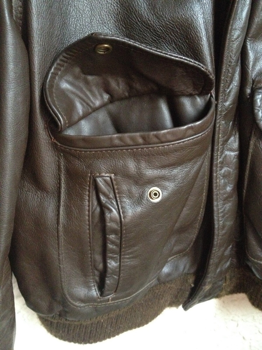 Vtg 70s LESCO LEATHERS Cafe Leather Bomber Jacket w Zip Liner L/XL