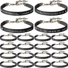 20 Pcs Leather Bible Verse Bracelets Christian Quotes Bracelets for Men Women
