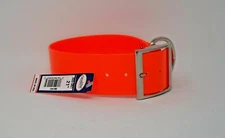 HUNTING DOG COLLAR 200D ORANGE DAYGLO 21"-2" WIDE FREE BRASS NAMEPLATE