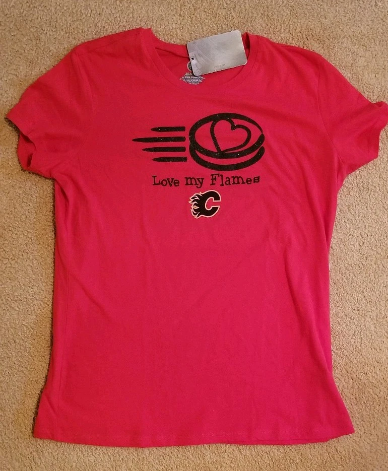 Calgary Flames NHL Hockey Mujer Camisa Manga Corta XL Roja - Love My Flames NUEVA Foto 3 de 4