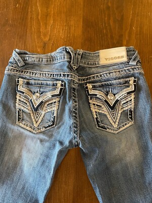 Vigoss Jeans Womens 27 Denim The New York Low Rise Boot Cut Rhinestones  Western