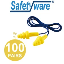 Safetyware HP201 TPR DuraFit Reusable Corded Ear Plugs Anti Noise Reduction Bulk
