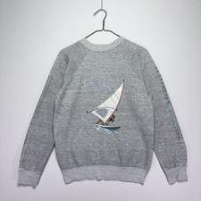RARE VTG 80s Ocean Pacific Windsurfing Sweatshirt - Raglan - Gray - SMALL / MED
