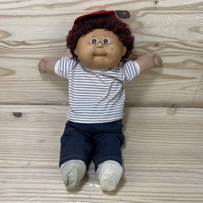 1982 Cabbage Patch Doll Boy Brown Hair & Eyes Xavier Roberts Dimple Diaper Jeans