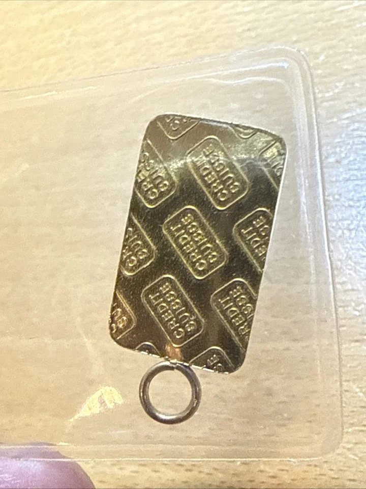 复古瑞士信贷 5 克金条吊坠和原装检测卡 Valcambi — 第 4/4 张图片