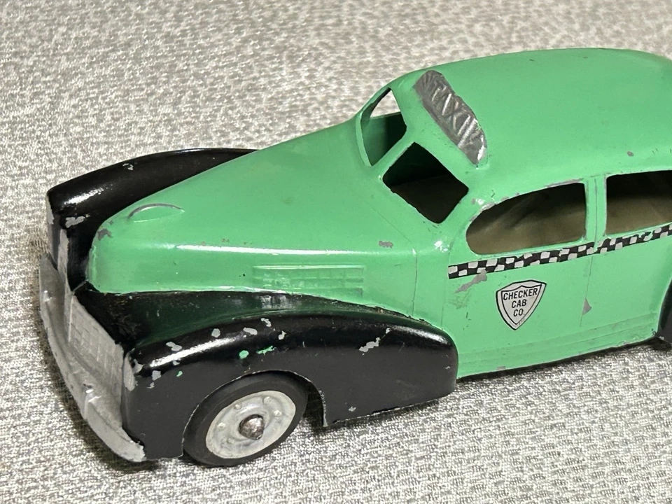 "Coche sedán de 7"" HUBLEY Kiddie Toy #459 naranja y verde cabina de taxi" Foto 4 de 4