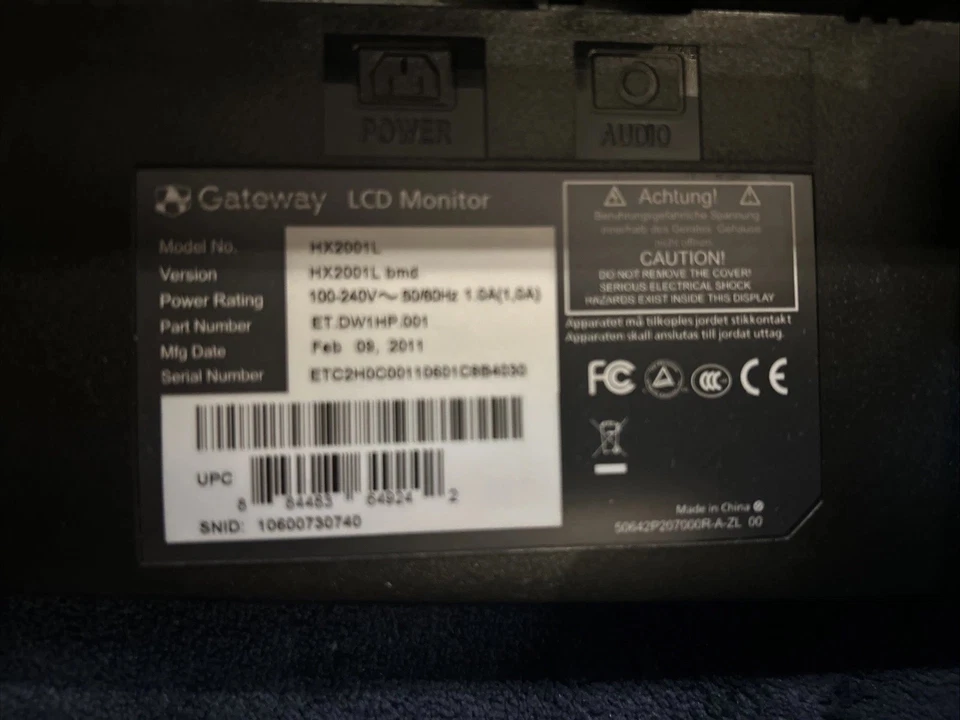 Gateway HX2001L 20" HD LCD Monitor DVI-D VGA - Image 3 of 3