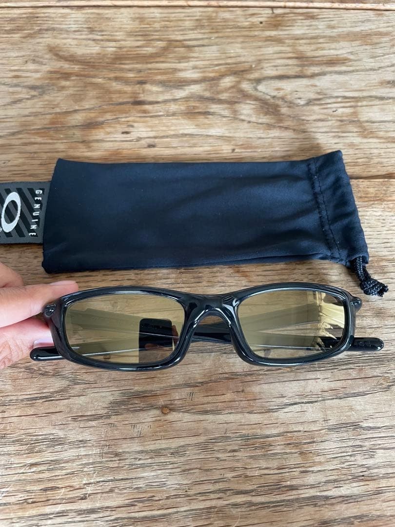Vintage 90s Oakley Four Sunglasses Black Frame Gold M… - Gem