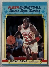 Michael Jordan 1988-89 Fleer Basketball Sticker Card #7 Bulls Hall Of Fame