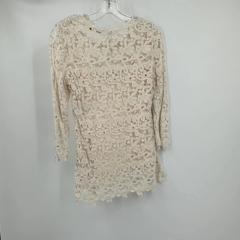 Massimo Dutti Womens Size S Crochet Lace Top Cream Boho Romantic Festival - Image 2 of 4