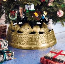 John Derian for Target 🎄👑 GOLD Tone Crown Christmas Tree Collar Skirt 27" RARE