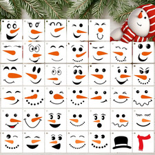 40PCS Snowman Face Stencils Reusable Christmas Stencils for Crafts, Small Snow