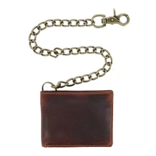 CTM Men's RFID Vintage Leather Bifold Chain Wallet