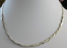 Sterling Silver Flat Box Chain With Twist Front Chain Necklace