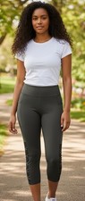 NWT WOMEN'S LILY POP FIT YOGA CAPRI LEGGINGS ATHLEISURE DARK GRAY XL MSRP $59.50