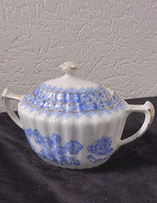 Zuckertopf, China blau, Tuppack Tiefenfurt, doppelter Goldrand