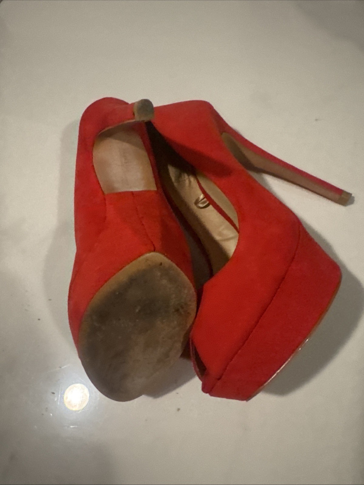 Zara Basic Red Suede High Platform Heels Stiletto… - image 8