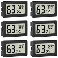 Indoor Digital Humidity and Temperature Meter 6-Pack with LCD Display