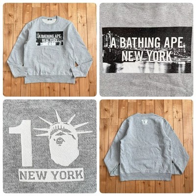 2015 New York 10th Anniversary BAPE sweat shirt NYC Gray A Bathing Ape Size M