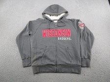 Wisconsin Badgers Sherpa Lined Full Zip Hoodie Sweatshirt Adult Size L Read