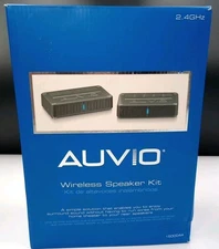 Auvio Wireless Speaker Kit 2.4 GHZ 3 Channel  2x 25W RMS Rotary Dial NEW READ