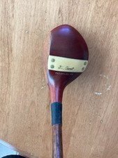 Antique Hickory Wood Shaft UK Made Ascot Spoon Ivorine Stripetop Inset Golf Club
