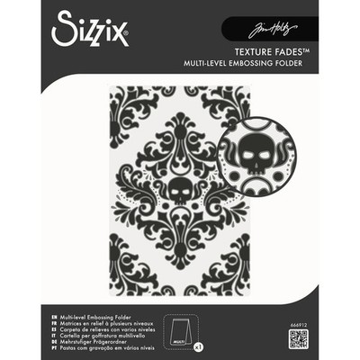 Tim Holtz Sizzix ''VAULT SKULL DAMASK'' Texture 3D Multi-Level Embossing Folder
