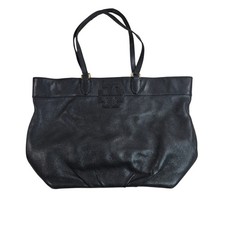 Tory Burch Amanda Black Pebbled Leather Logo Tote Bag Shoulder Bag