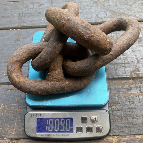 Group Of Four Smaller Guaranteed Authentic Wrought Iron Anchor Chain Blacksmith