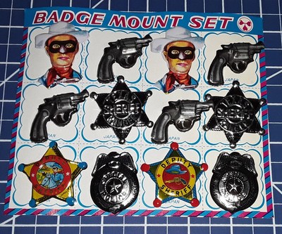 Lone Ranger Pinback 1960s Lot of 12 LONE RANGER Badge Mount Set Toys - On the Original Card ...
