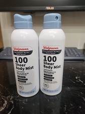 Lot Of 2 Walgreens SPF 100 Sunscreen Sheer Body Mist 5 oz 142g DISCONTINUED