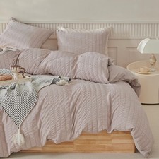 WARMDERN Duvet Cover Set Queen Size, 3pcs Washed Microfiber Khaki Bedding Set...