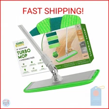 Turbo Microfiber Mop Floor Cleaning System - 18-inch Dust Mop with 4 Reusable Pa