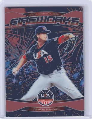 2026 Panini Stars and Stripes Prizm Liam Peterson #16 Red Fireworks 5/199