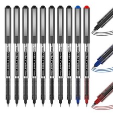 Shuttle Art Rollerball Pens, 10 1 Count Pack of 10 , 8 black 1 blue 1 red