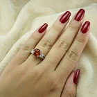 Vibrant Sunset Padparadscha Sapphire 3.70Ct 925 Sterling Silver White Gold Rings