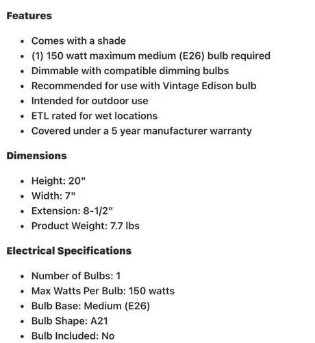 Quoizel WVR8407 Black Westover Single Light 20"H Outdoor Wall Sconce - Picture 7 of 9