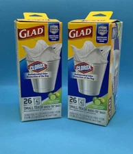 2 Packs Glad 26 Small Trash Quick-Tie Bags Clorox CLEAN CITRUS Odor Shield 4 Gal