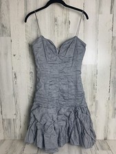 Nicole Miller Collection Gray Spaghetti Strap Ruffle Party Dress Size 10