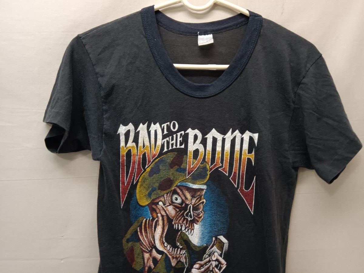 Men's Vintage Bad To The Bone Mercenaries Skeleton Single Stitch T Men's Vintage Bad To The Bone Mercenaries Skeleton Single Stitch T