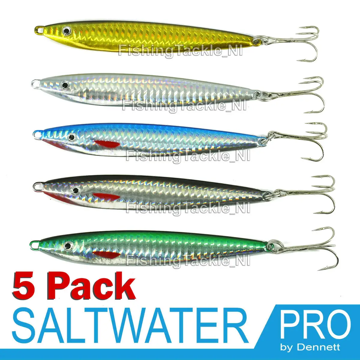 Saltwater Pro 5 Pack Lead Fish Kit Sea Fishing Sprat Lures Jig Spinners  SeaTrout