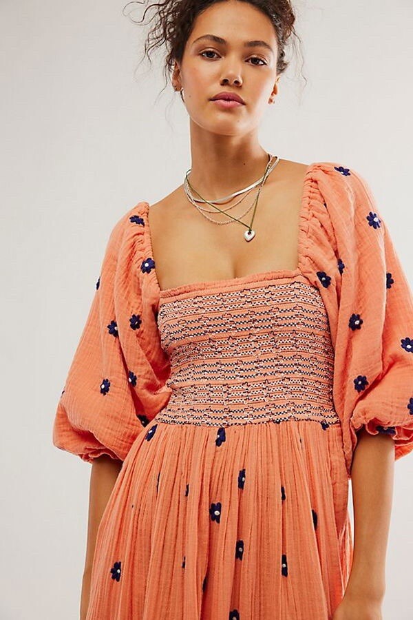Free People Dahlia Embroidered Maxi Dress Size S | eBay