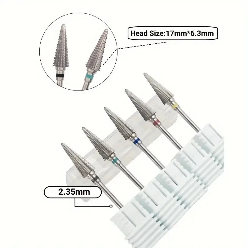 17mm Long Tungsten Carbide Nail Drill Bit - Cone Shap Acrylic Hard Gel Removal