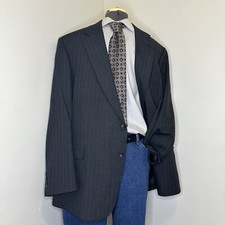 Palm Beach Mens 46L Blazer Gray Striped Wool 3XL 50" Sport Coat Suit Jacket USA