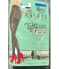 Spanx Assets Tights Flipside Diamond Reversible Shaping Sz 4 Black NWT