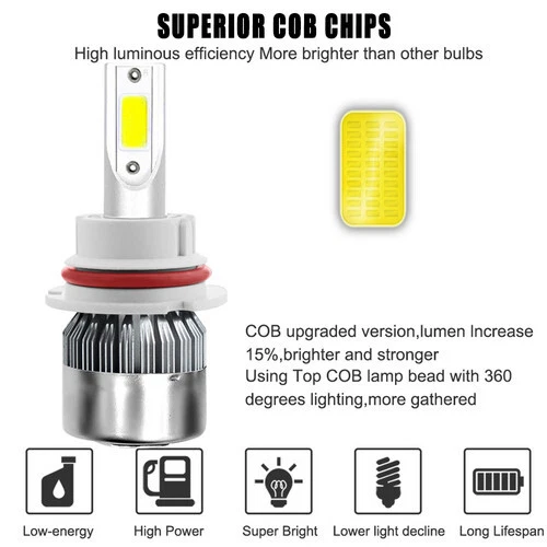 For Chevy Cobalt 2005-2010 COB LED Headlight Kit 9007 8000K High/Low Beam Bulbs - Image 2 of 4