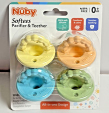 NUBY Softees Baby Pacifier and Teether All-in-One 0 M BPA FREE Soft Silicone NEW