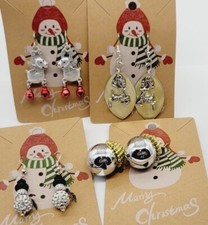 Christmas Earrings Lot Set of 4 Pierced Gift Holiday Jewelry Dangle Drop V