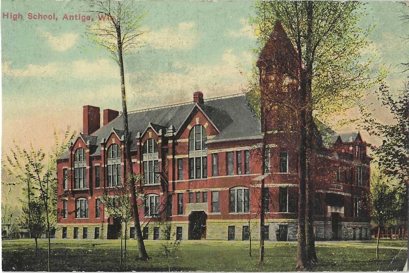 Postcard ANTIGO Wisconsin/WI  Early 1900's HIgh School Campus Building
