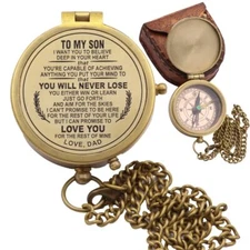 RII Pocket Brass Compass Nautical Navy Compass for Camping Travelling Hiking ...